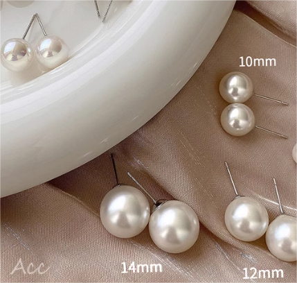 10mm/12mm/14mm Round Pearl Stud Earrings