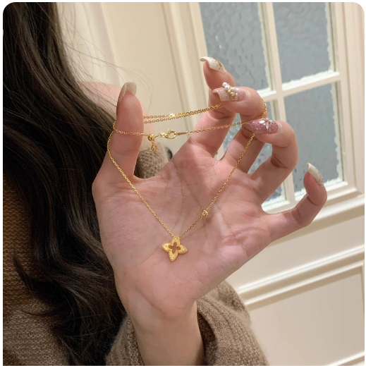  Gold Four - Leaf Clover Jewelry Necklace