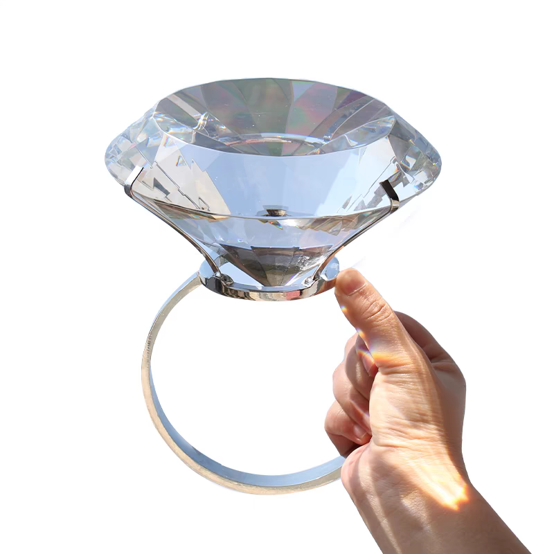 Oversized Fake Diamond Ring Prop: Humorous Bling for Parties & Gags