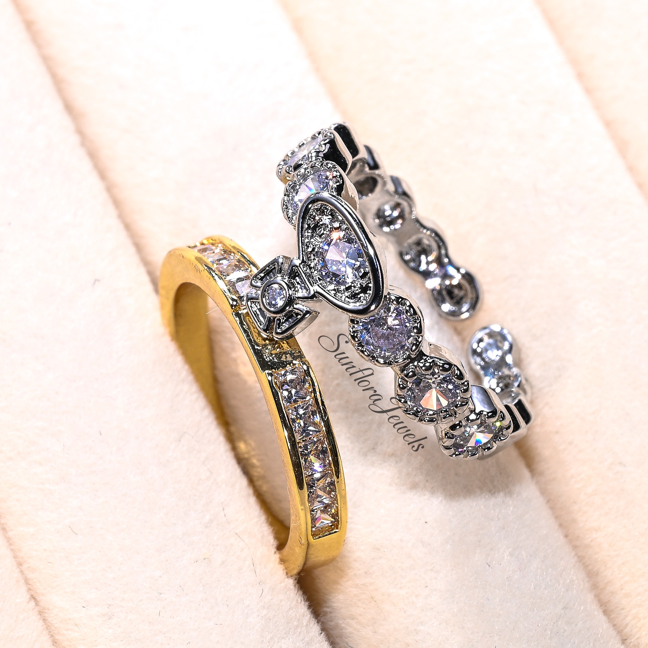 Double Layer Saturn Ring Set | Stackable Astronomy Jewelry