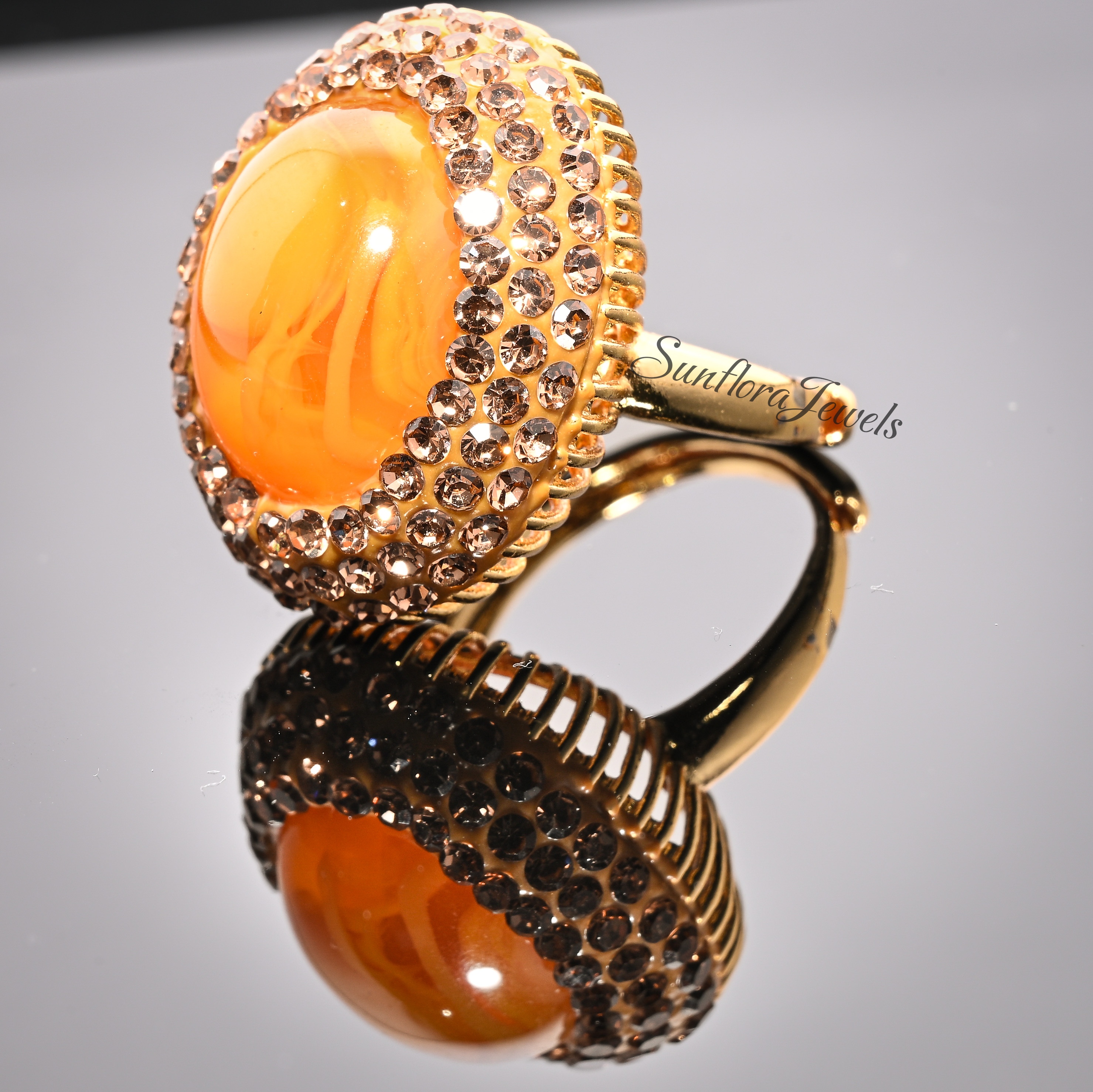 Adjustable Cabochon Amber Ring Affordable Luxury & Premium Feel