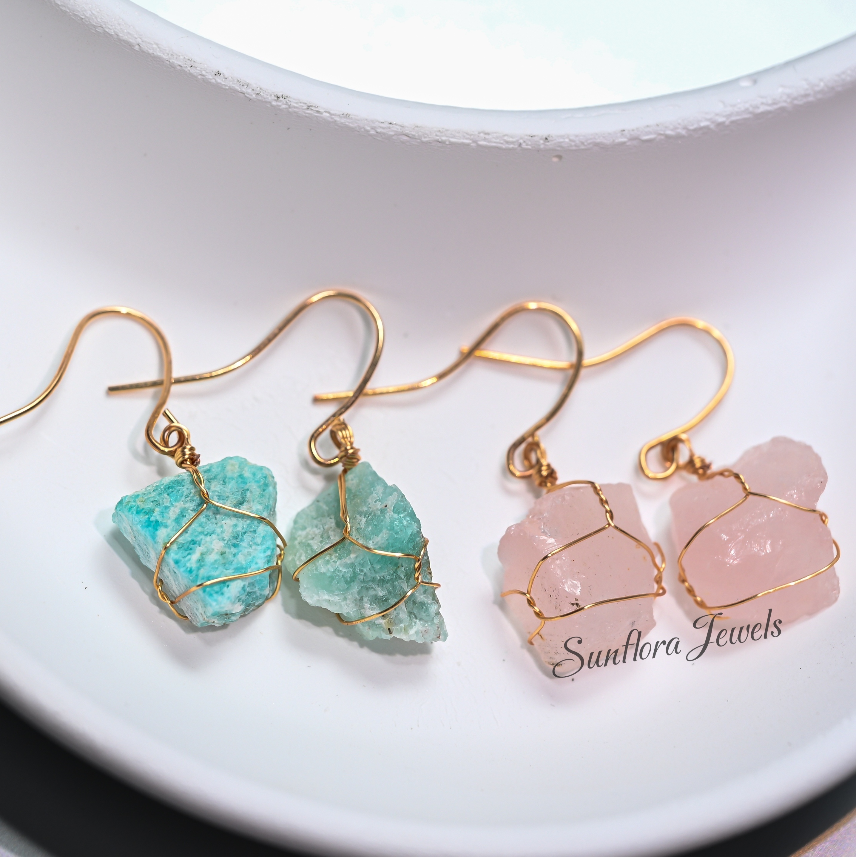Natural Irregular Raw Crystal Drop Earrings Creative Handmade for Women