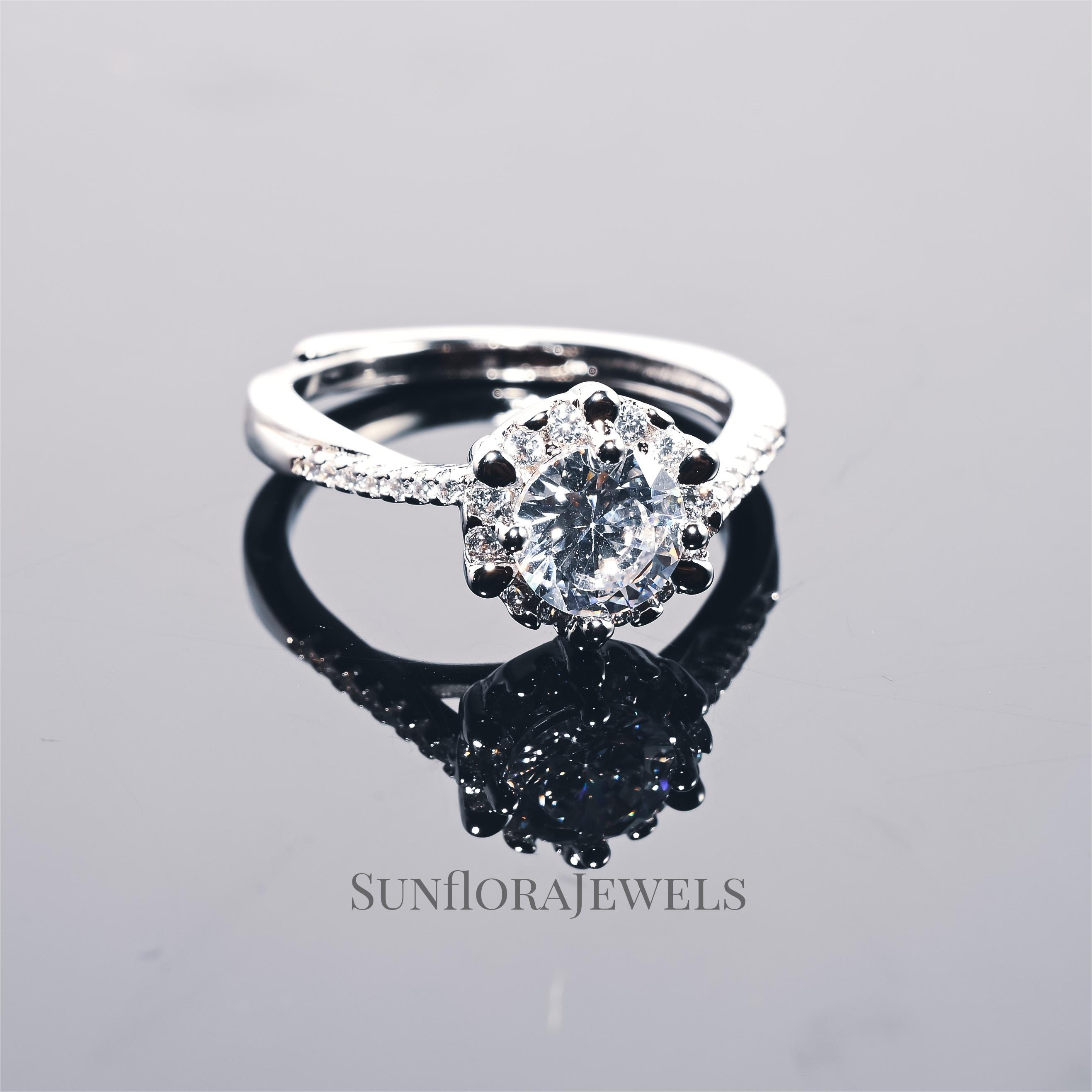 Dainty Silver Plated Ring with Cubic Zirconia Stones-Minimalist Daily Wear Jewelry for Women