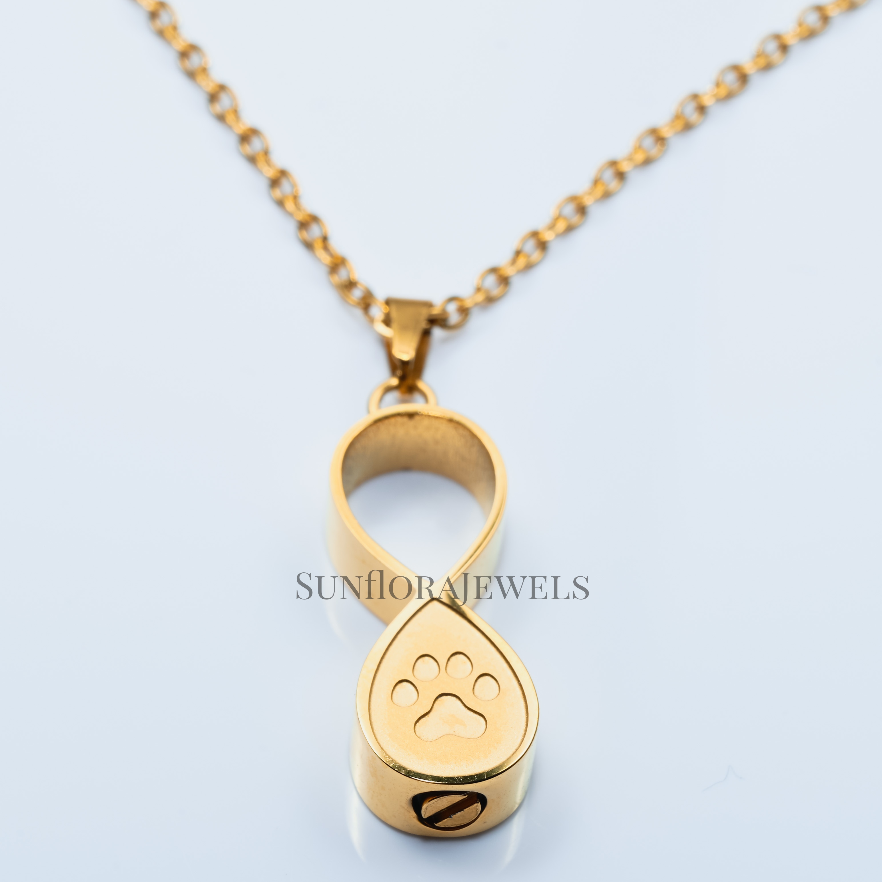 Eternal Love Pet Paw Gold Infinity Necklace