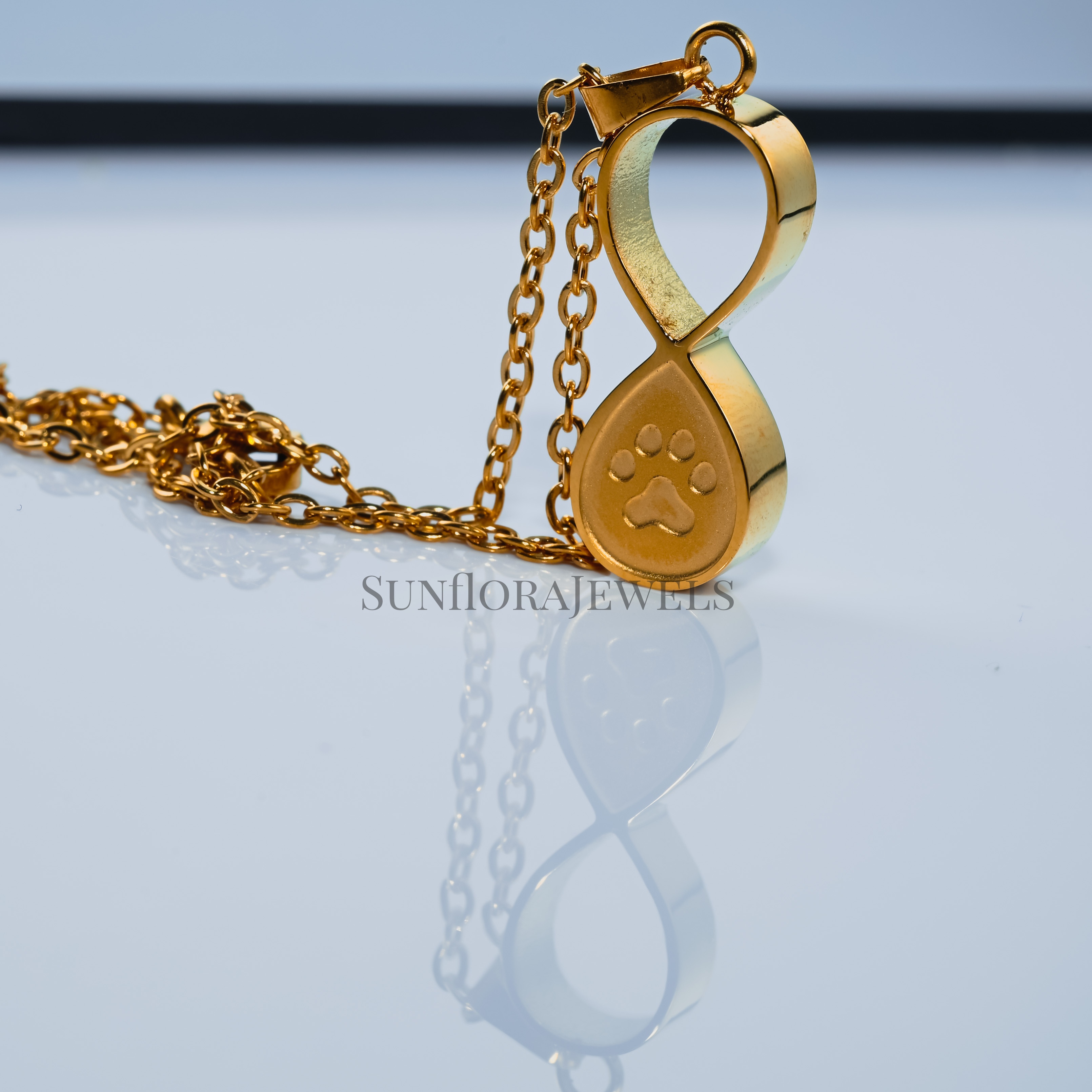 Infinity & Pet Paw Gold Pendant Necklace