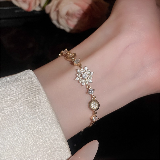 Dainty Crystal Flower Charm Bracelet-Gold & Silver Options